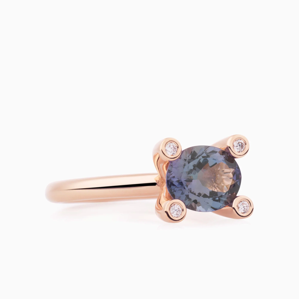 Phlox ring with tanzanite