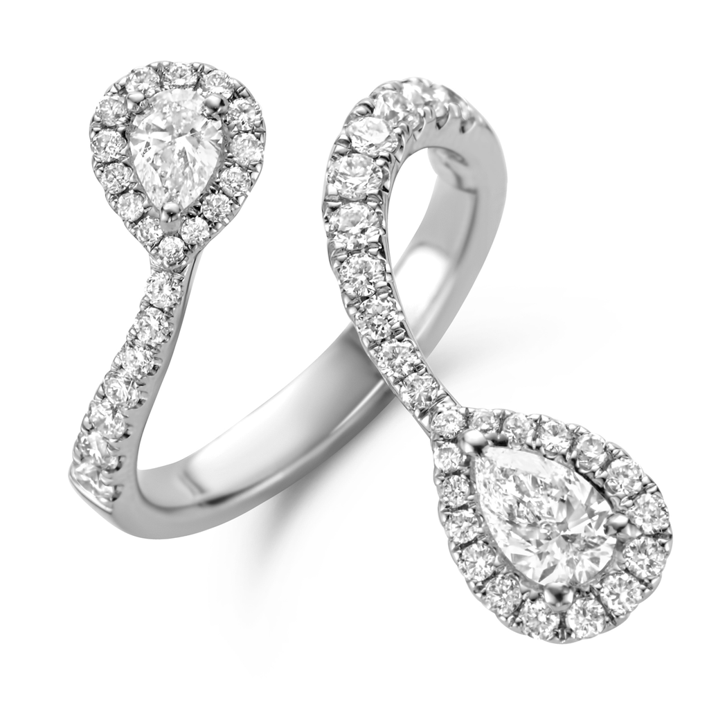 Ring White Gold Pear + Brilliant