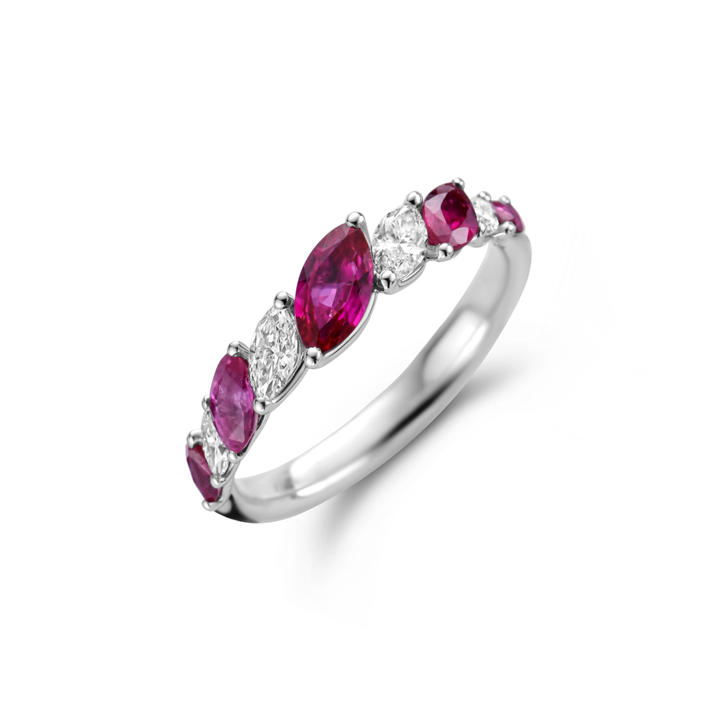 Ring White Gold Rubies + Bril.