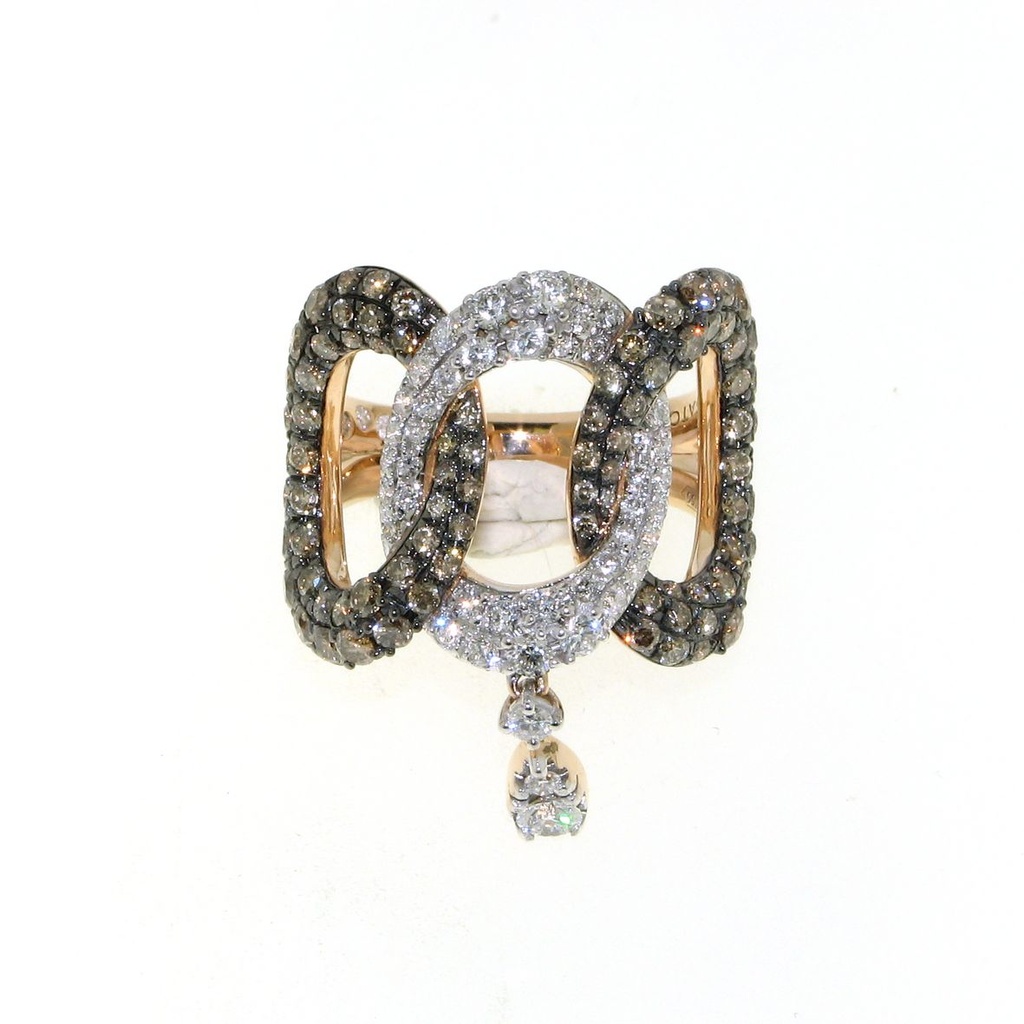 Ring pink gold brown + bril.