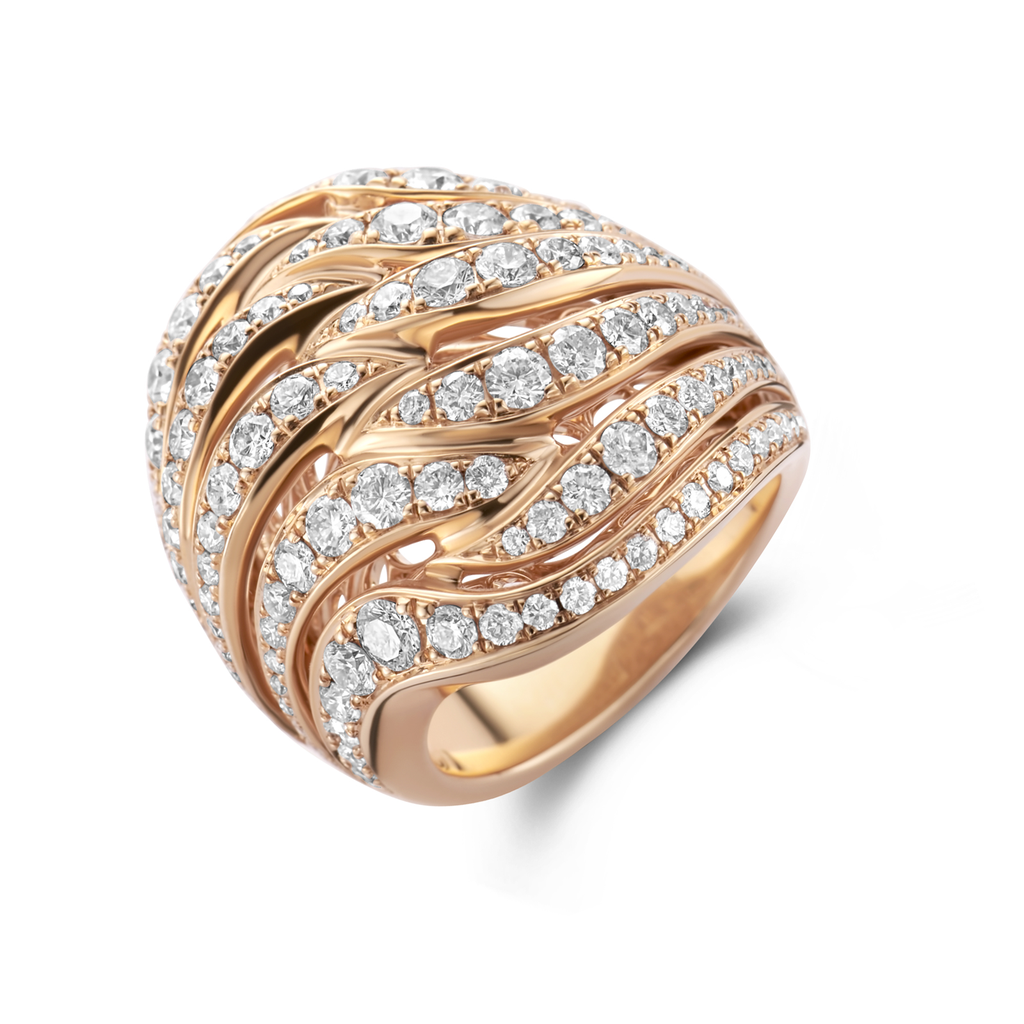 Ring pink gold set brilliants