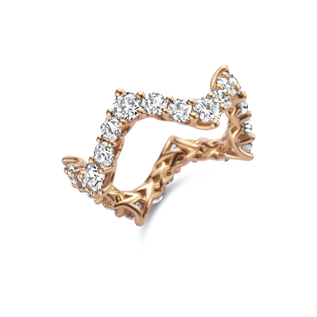 Ring pink gold set brilliants