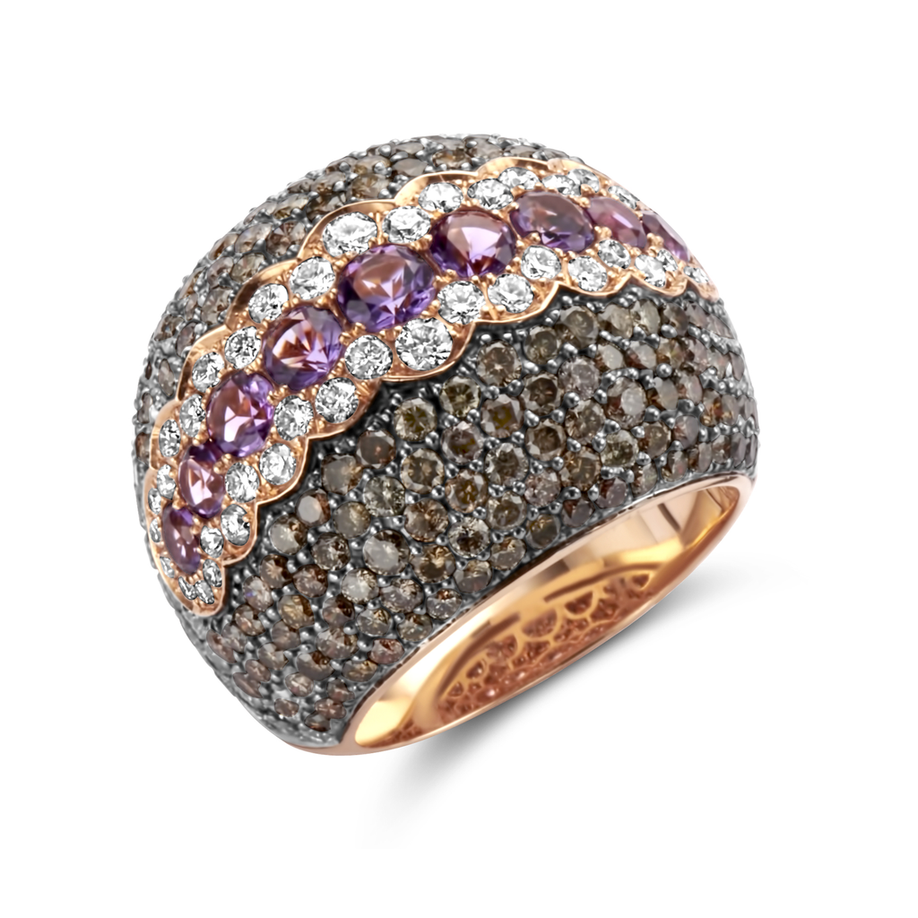 Ring with Amethyst and Diamonds