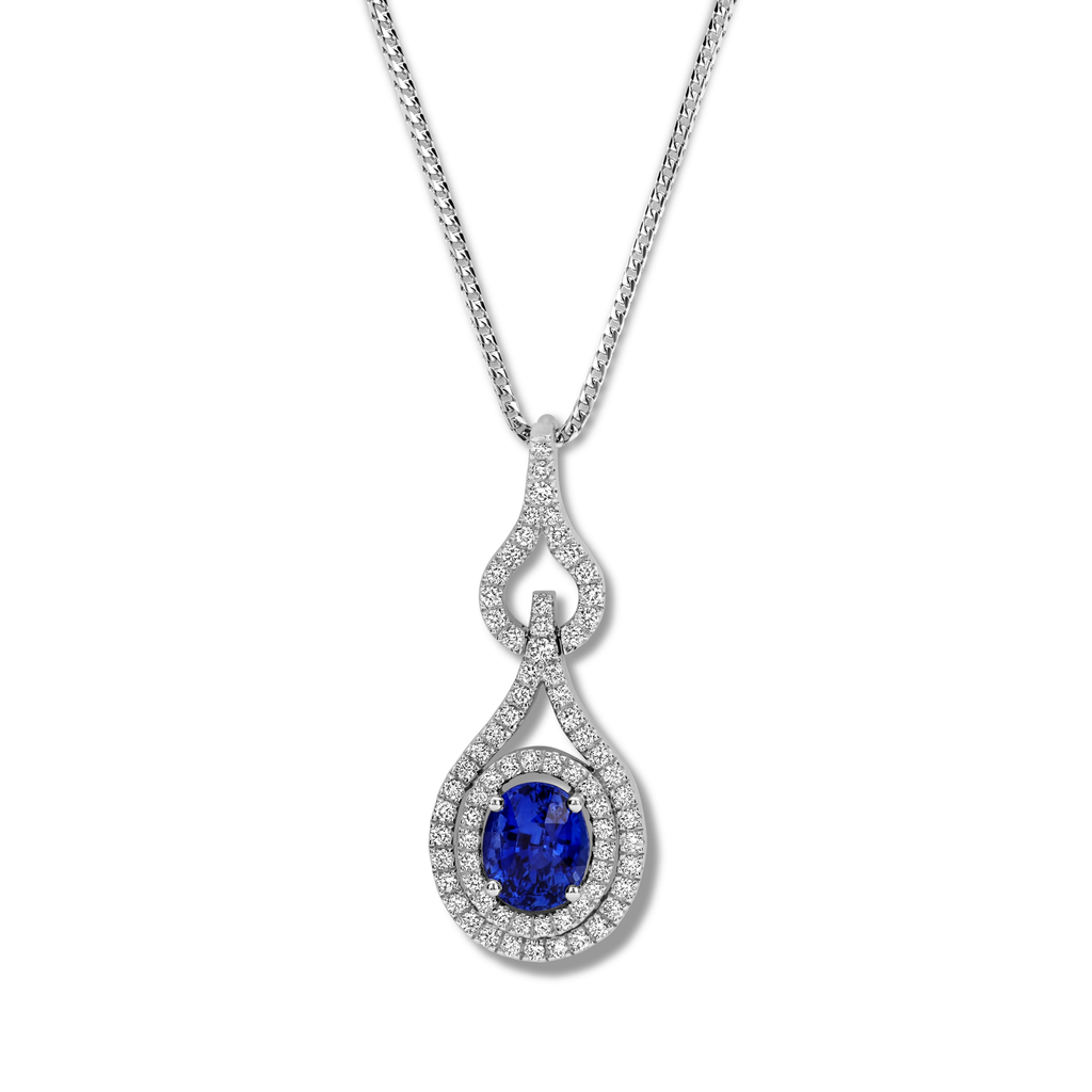 White Gold Pendant Sapphire+ Brilliant