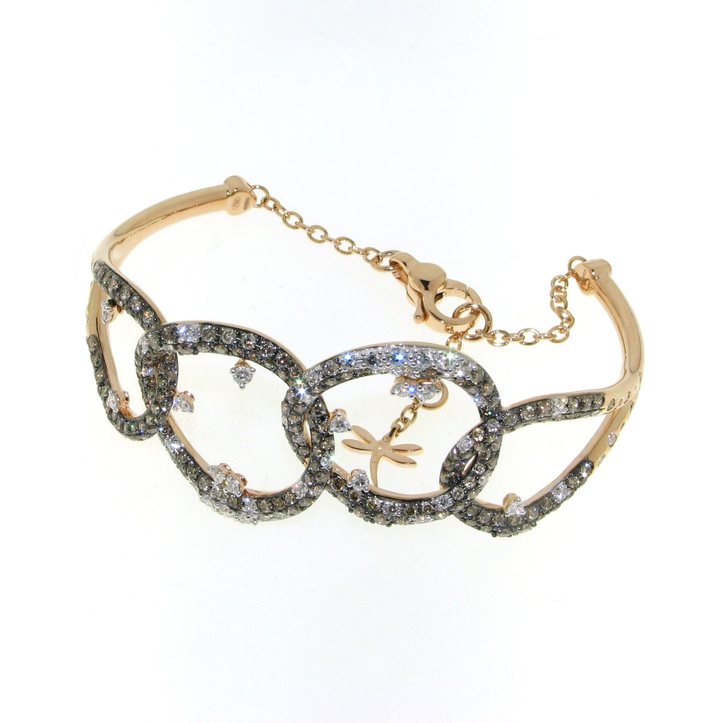 bracelet pink gold hold me tight set with brown and white diamonds