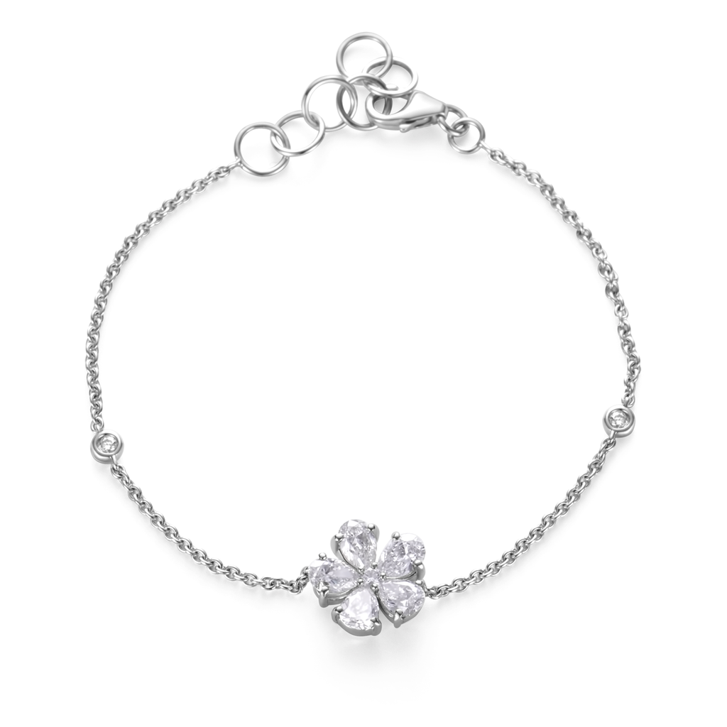bracelet white gold set diamond flower