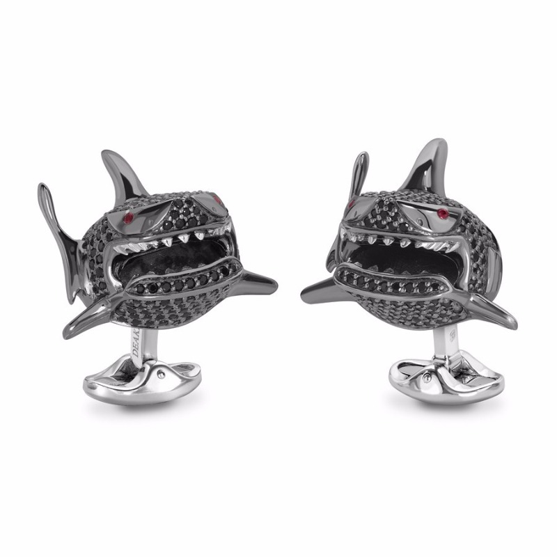 cufflinks shark black spinel