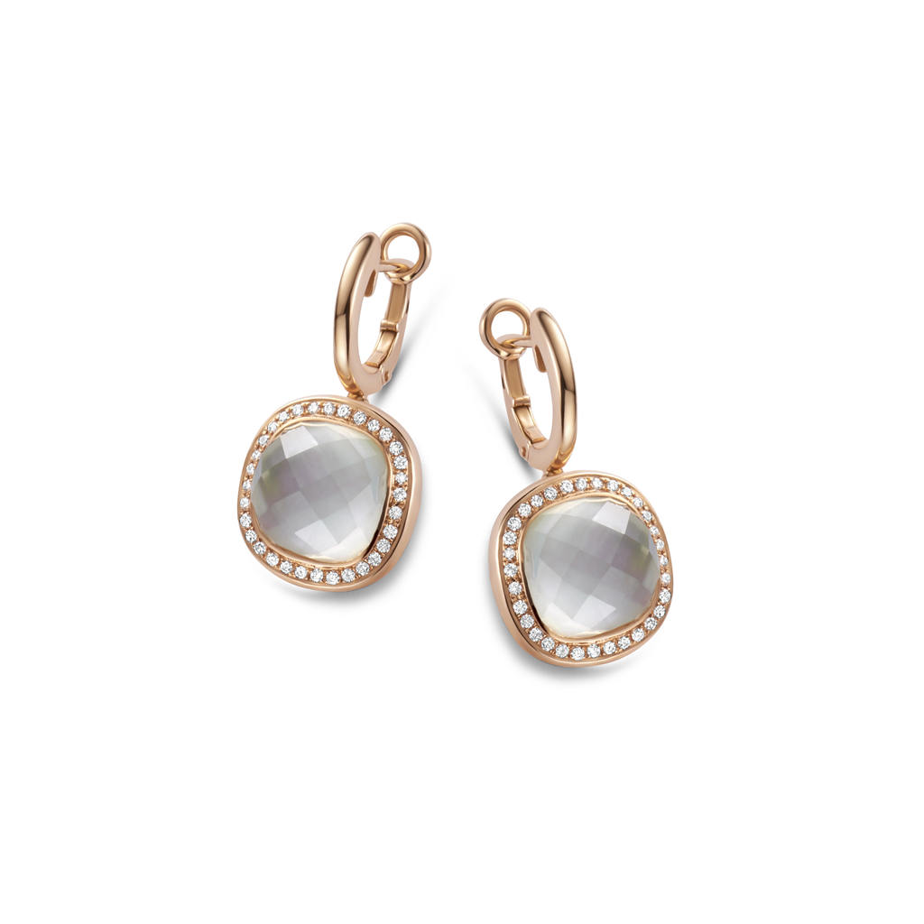 earrings pink gold with green amethyst and diamonds
