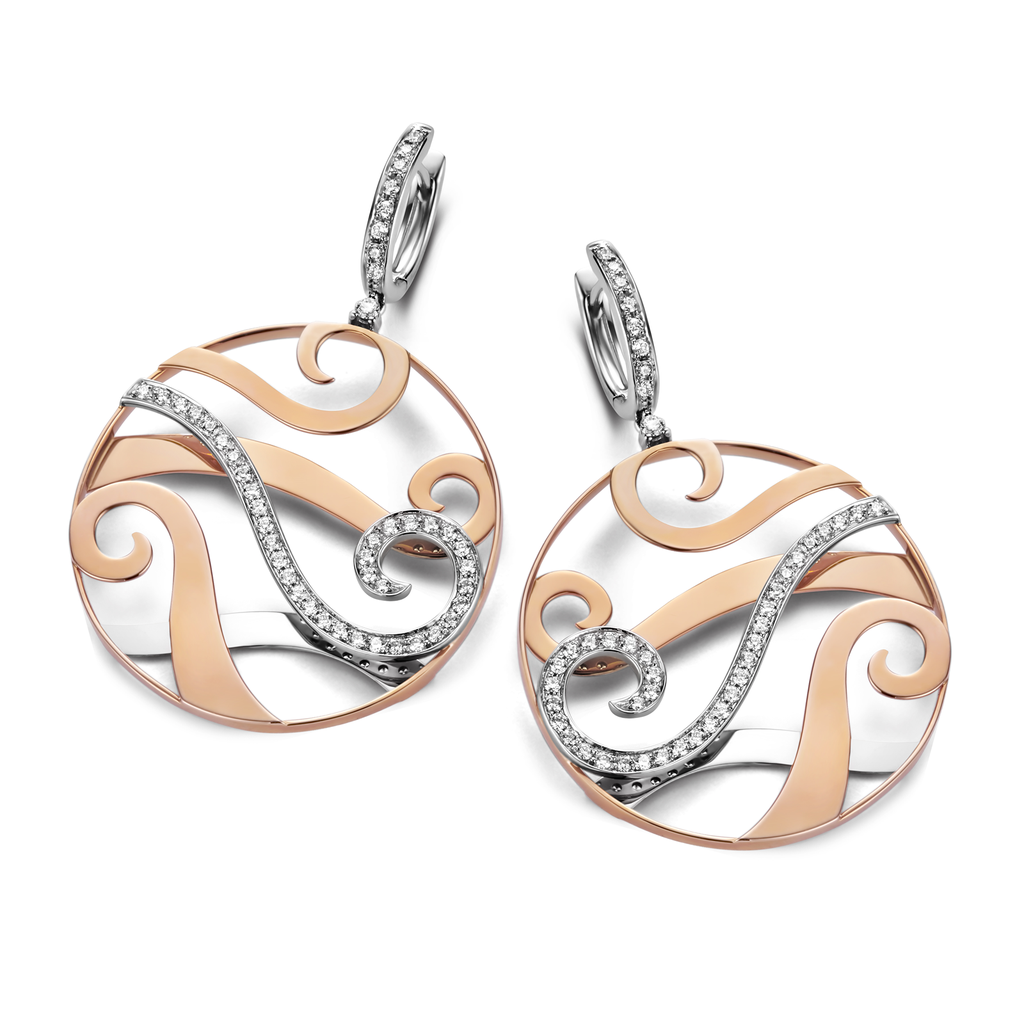 earrings white and pink gold set