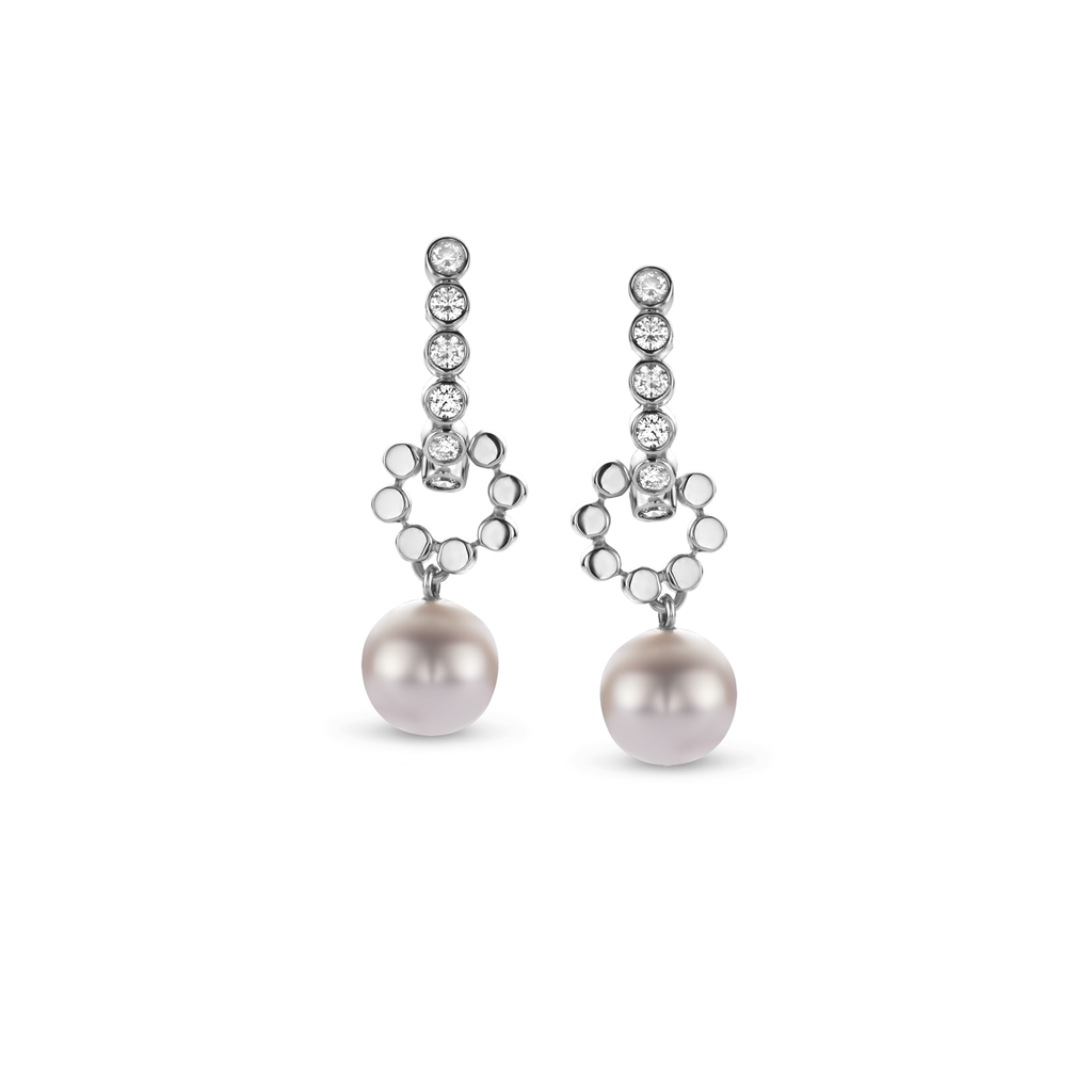 earrings white gold with diamonds and pearls