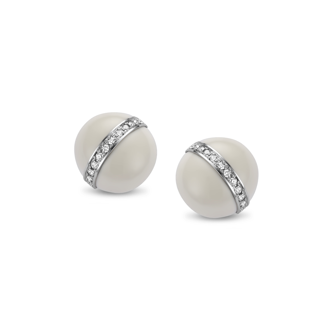 earrings white gold with diamonds and white opale