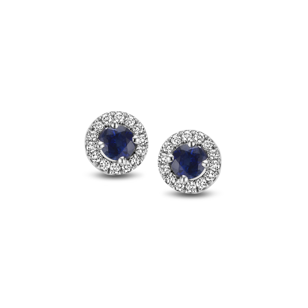 earrings white gold with saphire and diamonds