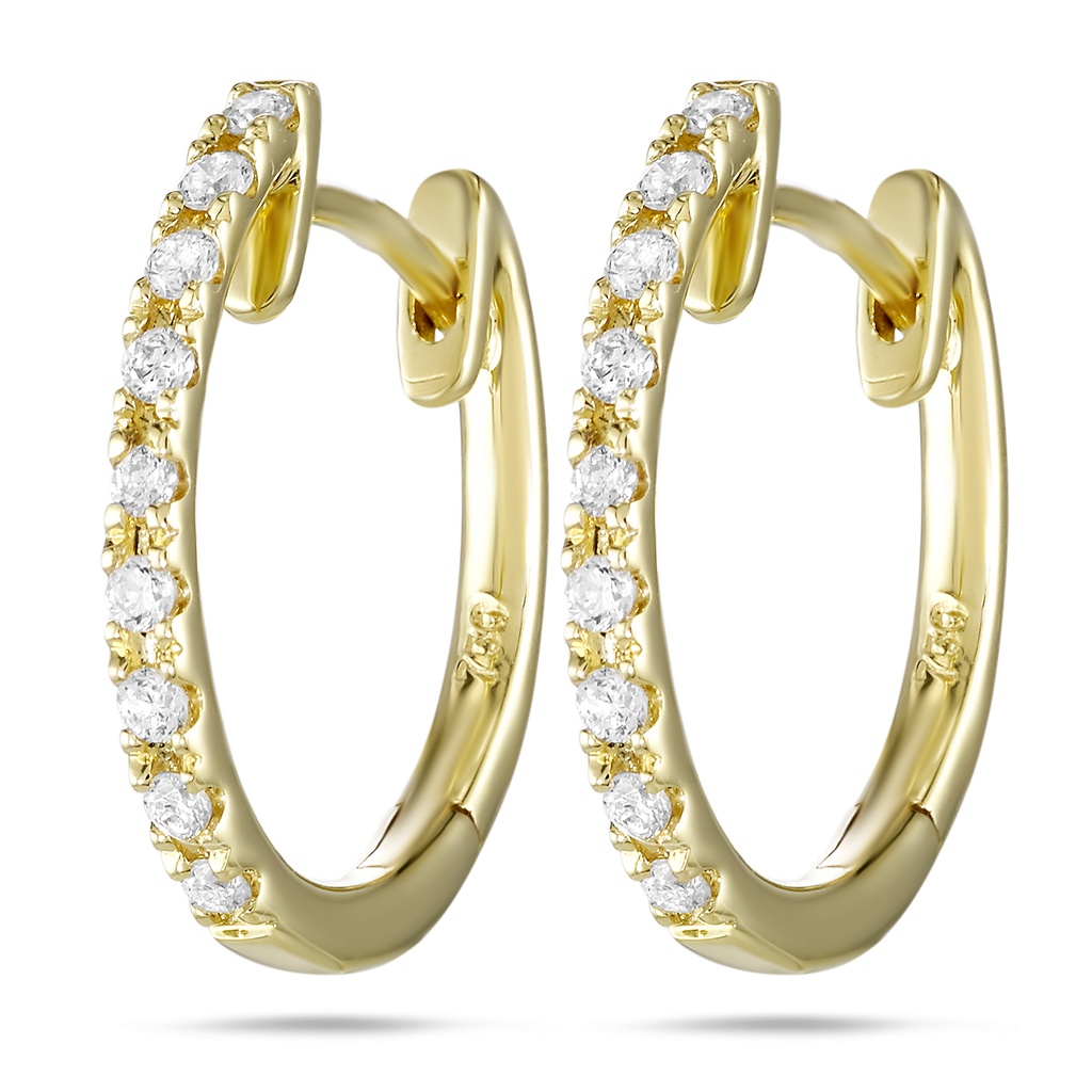 earrings yellow gold set with diamonds