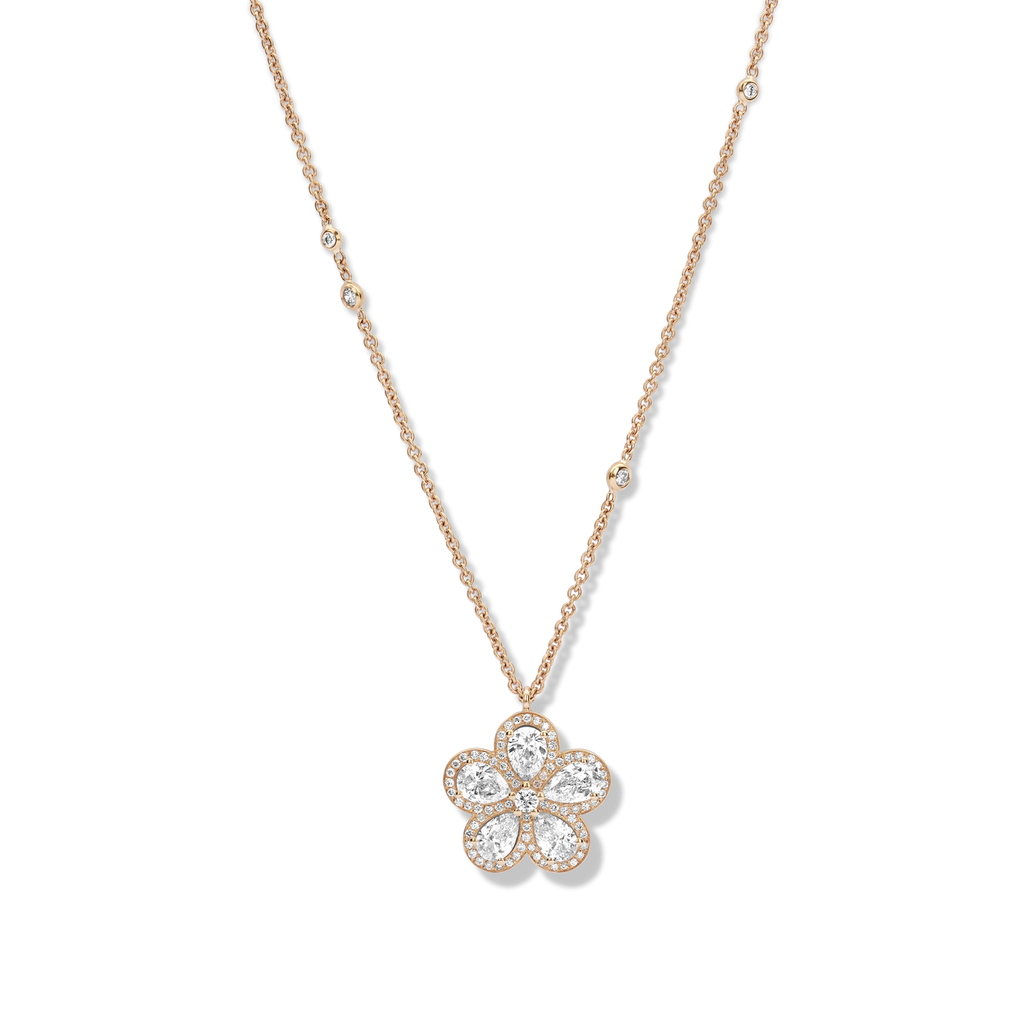 pendant pink gold set flower