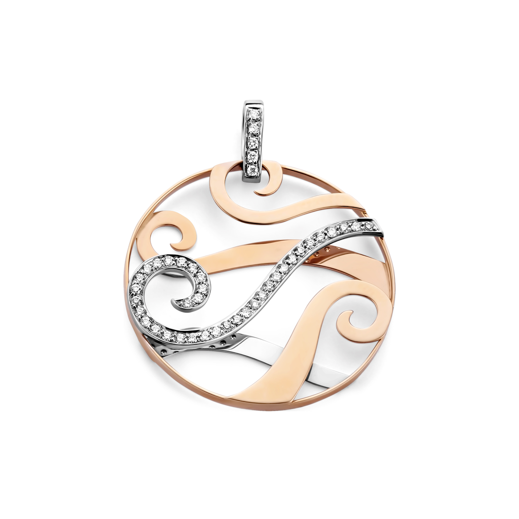 pendant white and pink gold set