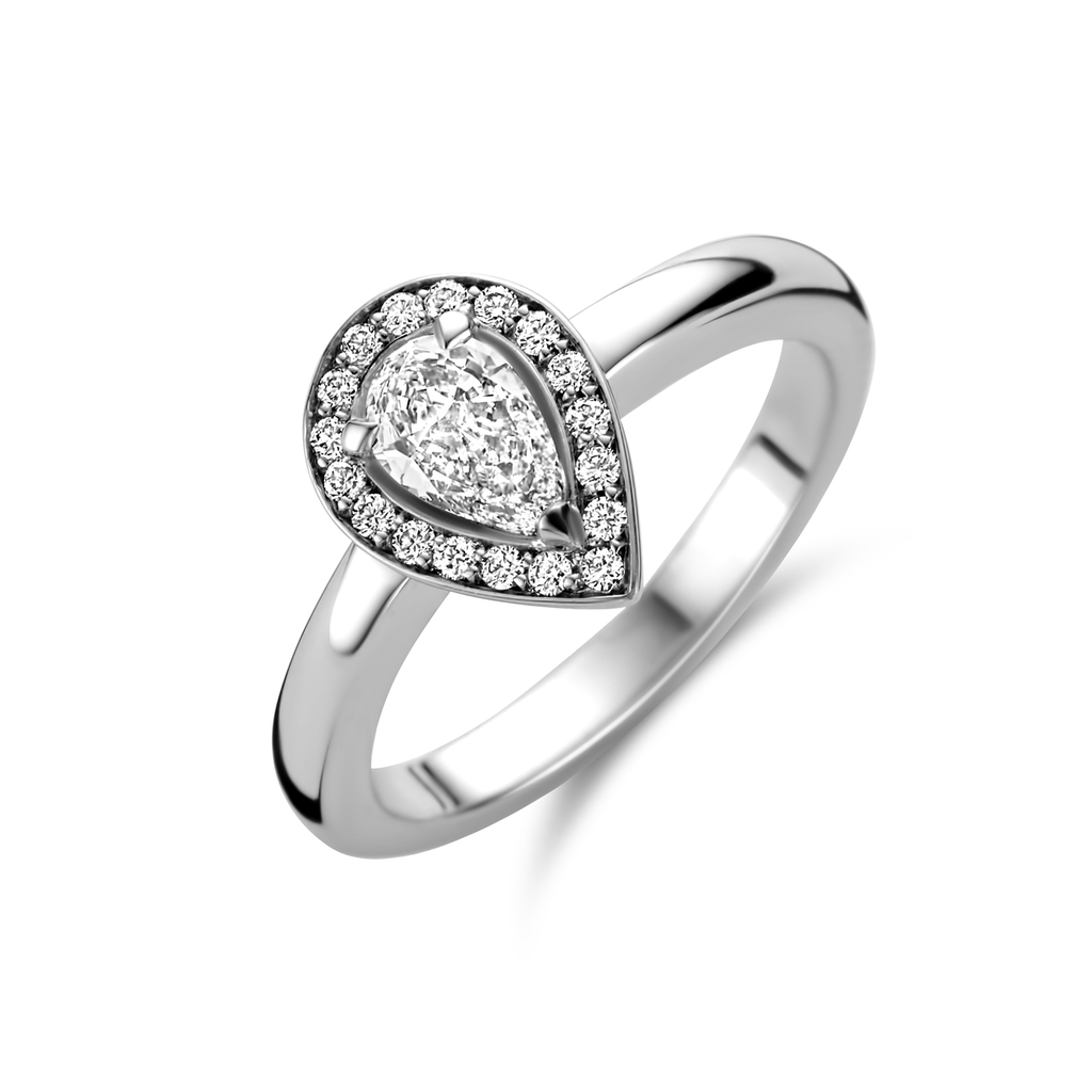 ring solitaire white gold set pear shape