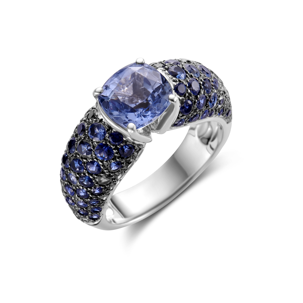 ring white gold black rodhium set sapphire