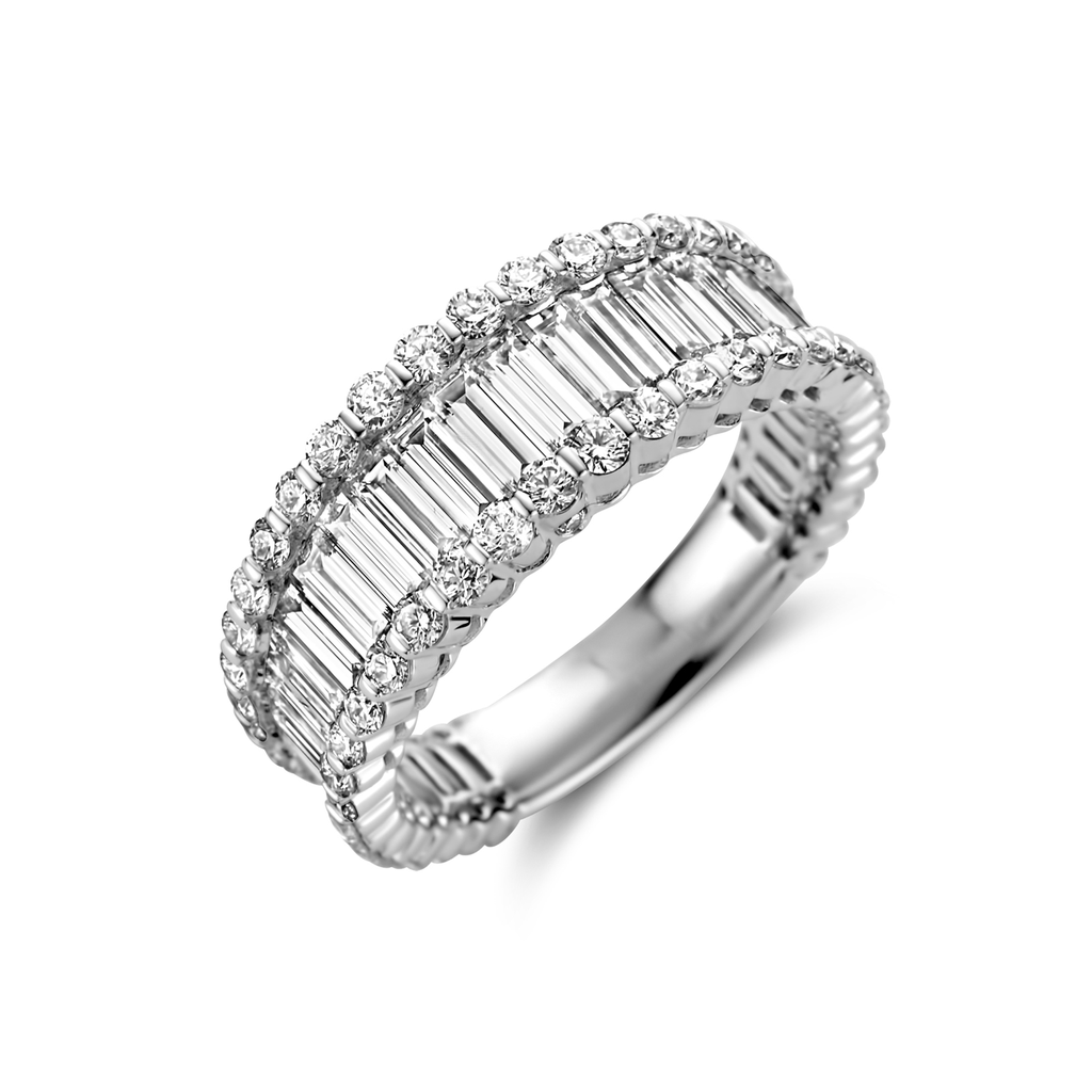 ring white gold set baguette