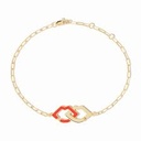 2 Lips bracelet in 18k yellow gold and red lacquer
