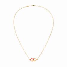 2 Lips necklace in 18-carat yellow gold and red lacquer