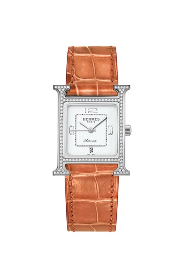 [048677WW00]  Hermès - Heure H MM Auto Acier et diamants
