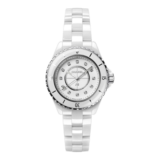 [H5703]  Chanel - J12 White with Diamonds 33 mm