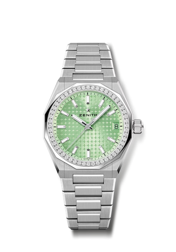 [16.9400.670/61.I001]  Zenith - Defy Skyline 36 mm steel and diamonds green dial
