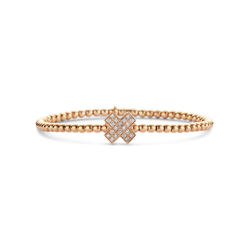  Bron - Reflex Cross Bracelet in Pink Gold with Champagne Diamonds