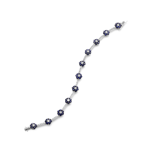  JBS - Bracelet White Gold Flowers Sapphire+Brilliant
