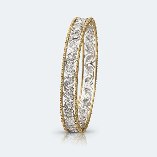 [JAUBRA012593]  Buccellati - bracelet ramage in white and yellow gold with diamonds