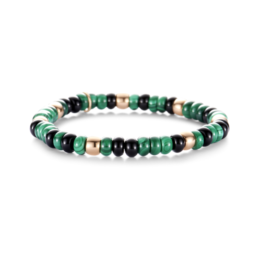 [8AR3985MIX55]  Bron - Bracelet with Malachite, Onyx and Gold