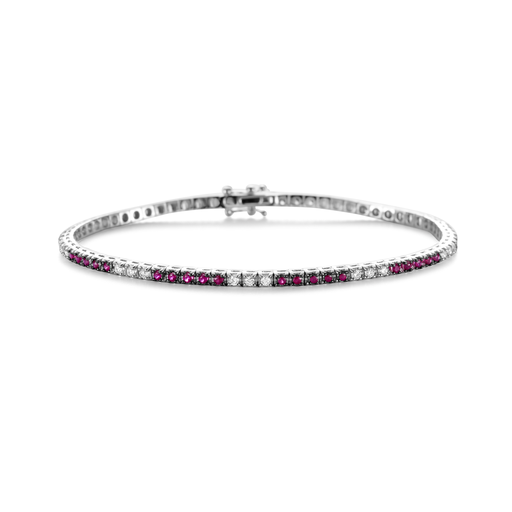 [JBS-C&C-BR1616B/RU]  JBS - Tennis bracelet with diamonds and rubies