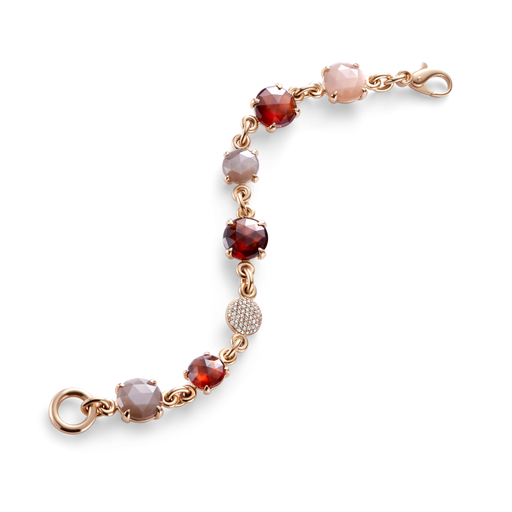 [8AR3965HEBMMBCBR]  Bron - Pink Gold Bracelet Set with Heboniet, Moonstone and Diamonds