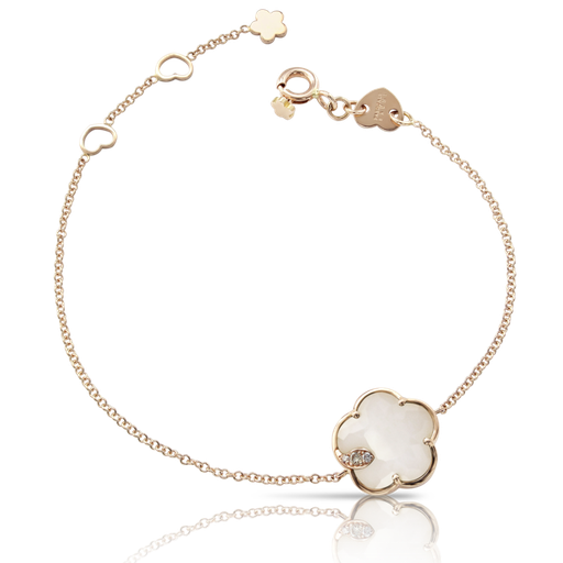 [16143R]  Pasquale Bruni - Petit Joli Bracelet in Pink Gold with White Agate, White and Champagne Diamonds