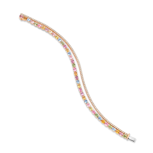 [JBS-LV-BR10559/18ZW-R]  JBS - Multicolor Sapphire Bracelet with Diamonds