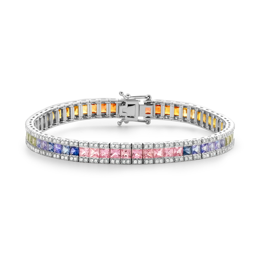 [JBS-SAD-BR3593]  JBS - Whitegold rainbow tennis bracelet