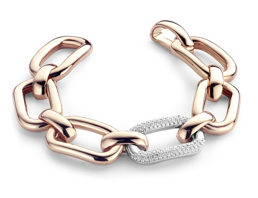 [KB915]  Antonellis - Pink Gold Bracelet Amalfi set with one link with Diamonds