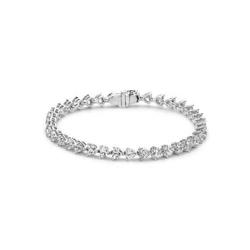 [JBS-SAD-PBL01362]  JBS - Whitegold tennis bracelet with trillion cut diamonds