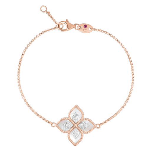 [ADV888BR1837_02]  Roberto Coin - Princess Flower bracelet in Pink Gold with Mother-of-pearl and Diamonds.