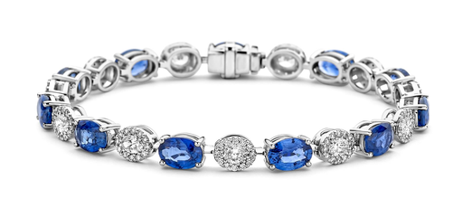 [JBS-DG-11890CA*SZF]  JBS - Whitegold bracelet with diamonds and sapphires