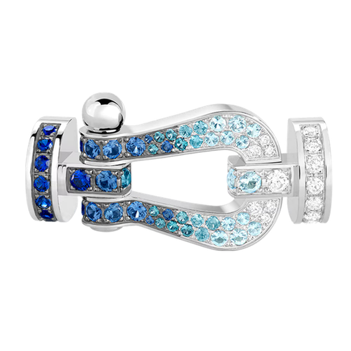 [0B0168]  Fred - Large model 18K white gold diamond paved and colored stones