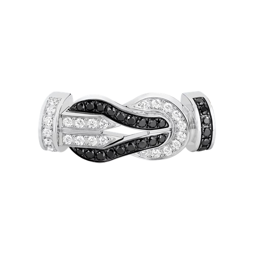 [0J0009]  Fred - Chance Infinie buckle, large full model, paved with black and white diamonds:
