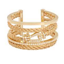 [6J0151]  Fred - Force 10 Cuff in Yellow Gold with Diamonds