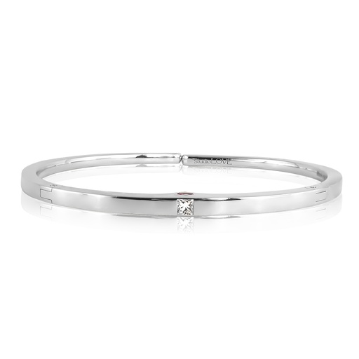 [SLV-02-BW]  Adolfo Courrier - StudioLOVE Bangle in White Gold with Diamonds & Rubies