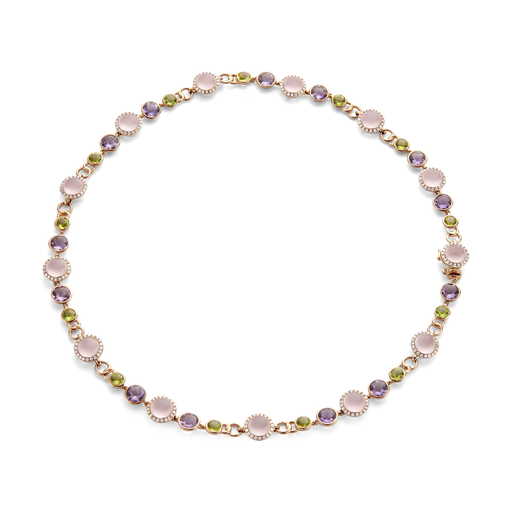  JBS - collier pink gold set multi stones