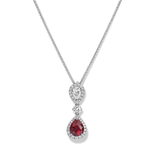  JBS - Pend. + Chaine Pear Rubis + Brilliant