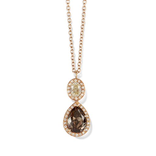  JBS - Pendant pink gold set with multi color diamonds