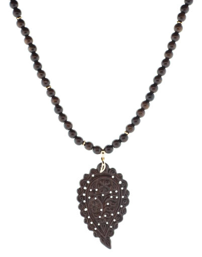 [N-IND-SW-LEAF-RG]  Tamara Comolli - Snake wooden chaine with leaf