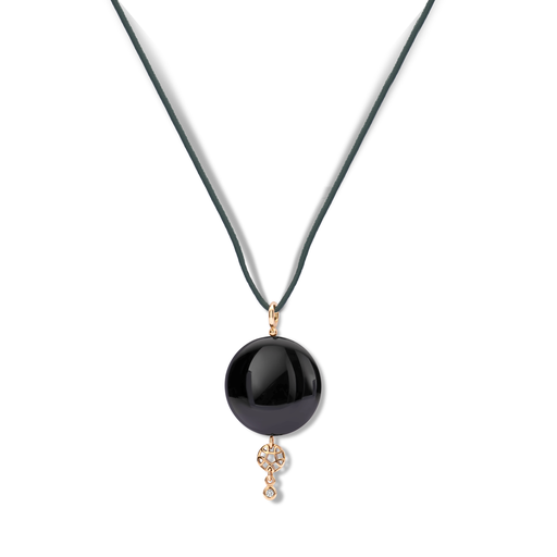 [8HR3401ONBR]  Bron - Pendant Pink Gold with Onyx and diamond