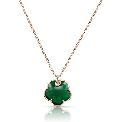 [16138R]  Pasquale Bruni - Petit Joli Necklace in Pink Gold with Green Agate & Diamonds